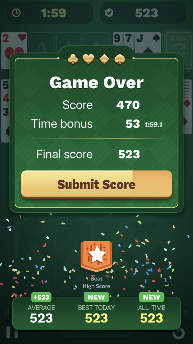 solitaire cube score